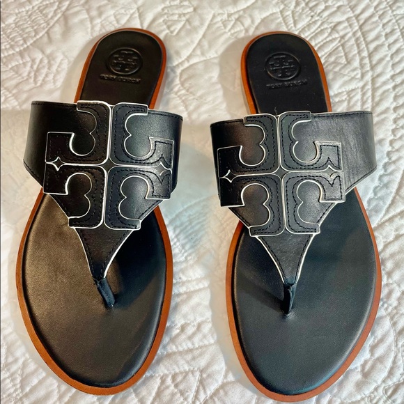 Tory Burch Shoes - New Tory Burch Jamie Calf Leather Logo Sandals Size 8